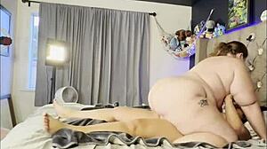 i ride my chubby latina friend's strap-on in bunny costumes cowgirl style