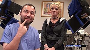 i'm at tampa university for bella ink's entrance physical with dr tampa backstage in latex gloves and miniskirt