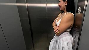 oh damn, latina milf neighbor begs young bbc guy to ditch the condom for her creampie in the office elevator! kylei ellish and sr matamorros