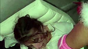 petite brunette gia derza chokes on nade nasty's monster cock ass pounding