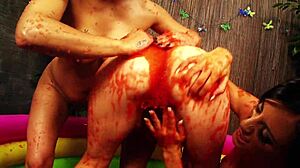 Mom in Fishnets and Heels Gets MOM THREESOME LESBO with Deepthroat Doggystyle and Pussy Lick