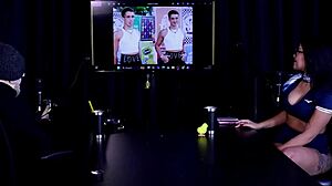 andressa urach's sheer red lingerie teases in swing cast as tifany rocha watches her exibicionismo fetish unfold outdoors