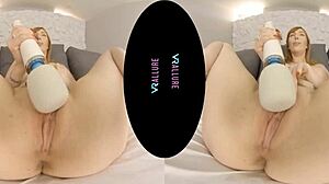 VRAllure Fiery Redhead MILF Shaved Pussy Dildo Vibrator Big Tits Masturbation