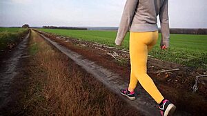 i'm spying on these milfs strutting outdoors in tight yoga pants teasing asses