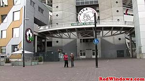 pierced dutch hooker sucks then takes facial jizz load